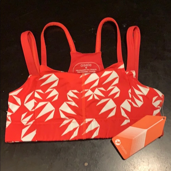 Oiselle New Verrazano Bra Rio Red Geo Bloom Print - Picture 4 of 7